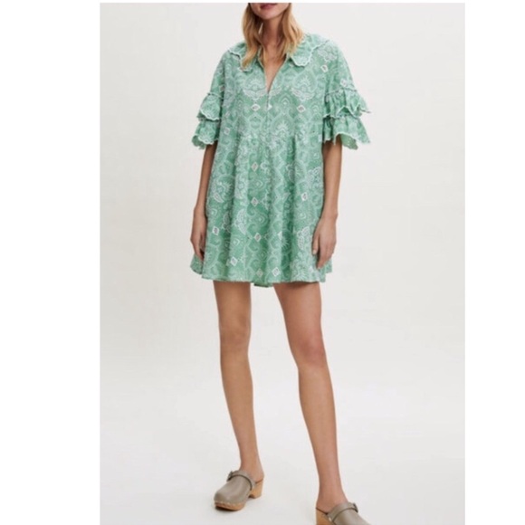 Maje Raberie Embroidered Eyelet Cotton Dress hold C - Picture 3 of 16